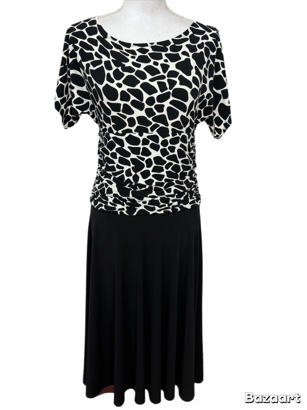 En Focus Studio size 8 Black White Abstract Print Knee Length Dress - Picture 2 of 6